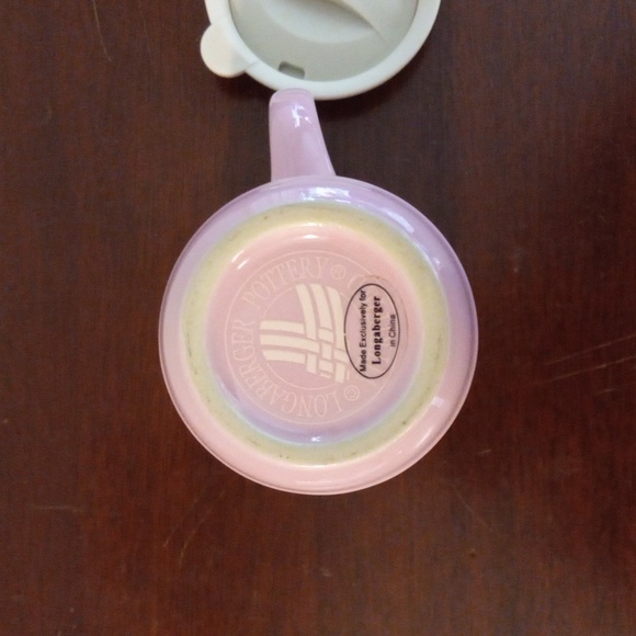 LONGABERGER Woven Traditions Pink Travel Mug with Lid Breast Cancer Ribbon NWOT - Picture 10 of 11